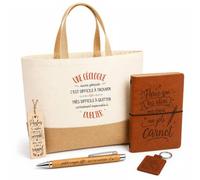 Planetee Coffret Cadeau Une Géologue Aussi Géniale | Sac Cabas Coton et Jute 18 L, Carnet, Stylo Bambou, Porte-Clés, Marque-Page | 5 Pièces Gravées | Anniversaire Noël