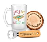 Planetee Coffret Chope de Bière Passion Baby Foot | Verre Givré 470 ml, Décapsuleur Gravé, Sous-Verre Bois | 3 Pièces | Cadeau Noël Homme Passionné Humour Original Anniversaire