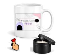 Planetee Coffret Mug Maréchal Ferrant Fabuleuse | Céramique 330 ml, Bougie Parfumée en Boîte Métal, Pin's Cœur | 3 Pièces | Cadeau Noël Collègue Femme Départ Retraite Remerciement