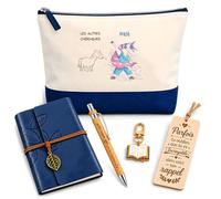 Planetee Coffret Pochette Les Autres Chercheurs et Moi | Pochette Coton, Carnet Similicuir, Stylo Bambou, Marque-Page Bois, Porte-Clés Livre | 5 Pièces | Cadeau Noël Collègue Homme Départ Retraite