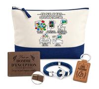 Planetee Coffret Pochette Puzzle Temps Libre | Pochette Coton 5 L, Portefeuille Gravé, Porte-Clés, Bracelet Ancre | 4 Pièces | Cadeau Noël Homme Passionné Humour Original Anniversaire