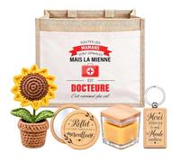 Planetee Coffret Sac Jute Maman | Sac Cabas Jute 21 L, Bougie Cire d'Abeille, Miroir de Poche, Porte-Clés, Fleur en Crochet | 5 Pièces | Cadeau Anniversaire Noël