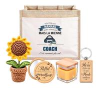 Planetee Coffret Sac Jute Maman | Sac Cabas Jute 21 L, Bougie Cire d'Abeille, Miroir de Poche, Porte-Clés, Fleur en Crochet | 5 Pièces | Cadeau Anniversaire Noël