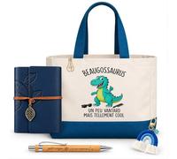 Planetee Coffret Sac Shopping Beaugossaurus Vantard mais Cool | Sac Cabas Coton 27 L, Carnet Similicuir, Stylo Bambou, Porte-Clés, Trombone | 5 Pièces | Cadeau Anniversaire Noël