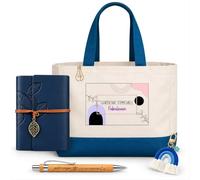 Planetee Coffret Sac Shopping Gardienne D'immeuble | Cabas Coton 27 L, Carnet Similicuir, Stylo Bambou, Porte-Clés, Trombone | 5 Pièces | Cadeau Collègue Femme Départ Retraite Remerciement