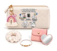 Planetee Coffret Trousse à Maquillage Maths Temps Libre | Trousse Coton, Miroir de Poche Cœur, Bracelet, Chouchou Satin, Porte-Clés | 5 Pièces | Cadeau Noël Femme Passionnée Humour Original