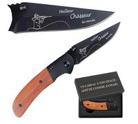 Planetee Couteau avec design d'un Chasseur Meilleur avec design d'un Chasseur du monde | Canif | Couteau pliant | Boîte de rangement | Idée Cadeau Noël Anniversaire