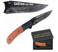 Planetee Couteau GAËTAN en OR | Canif | Couteau pliant | Travail Départ Retraite | Boîte de rangement | Idée Cadeau Noël Papa Anniversaire