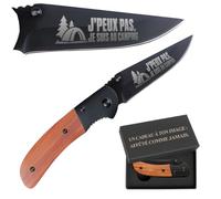 Planetee Couteau J'peux pas, je suis au camping - Couteau pliant de poche