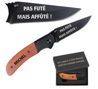 Planetee Couteau Michel Pas futé, Affûté | Canif | Couteau pliant | Travail Départ Retraite | Boîte de rangement | Idée Cadeau Noël Papa Anniversaire