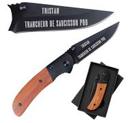 Planetee Couteau Tristan Trancheur de saucisson | Canif | Couteau pliant | Travail Secret Santa | Boîte de rangement | Idée Cadeau Noël Papa Anniversaire