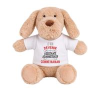 Planetee Doudou bébé Chien Je Veux Devenir Assistante Administratif comme Maman Peluche Cadeau Naissance Nouveau-né Baby Shower Fille