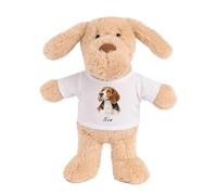Planetee Doudou Peluche Chien Beagle Harrier : Portrait | Peluche Bébé avec T-Shirt Imprimé 15 cm | Cadeau Propriétaire Chien Naissance Baby Shower Baptême | Fille Garçon Mixte