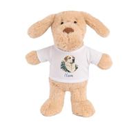 Planetee Doudou Peluche Chien Berger d'Asie Centrale : Aquarelle Florale | Peluche Bébé avec T-Shirt Imprimé 15 cm | Cadeau Propriétaire Chien Naissance Baby Shower Baptême | Fille Garçon Mixte