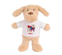 Planetee Doudou Peluche Chien Berger d'Asie Centrale : Super-héros | Peluche Bébé avec T-Shirt Imprimé 15 cm | Cadeau Propriétaire Chien Naissance Baby Shower Baptême | Fille Garçon Mixte