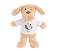 Planetee Doudou Peluche Chien Billy : Aquarelle Florale | Peluche Bébé avec T-Shirt Imprimé 15 cm | Cadeau Propriétaire Chien Naissance Baby Shower Baptême | Fille Garçon Mixte