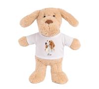 Planetee Doudou Peluche Chien Billy : Portrait | Peluche Bébé avec T-Shirt Imprimé 15 cm | Cadeau Propriétaire Chien Naissance Baby Shower Baptême | Fille Garçon Mixte