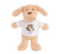 Planetee Doudou Peluche Chien Bouledogue Anglais : Aquarelle Florale | Peluche Bébé avec T-Shirt Imprimé 15 cm | Cadeau Propriétaire Chien Naissance Baby Shower Baptême | Fille Garçon Mixte