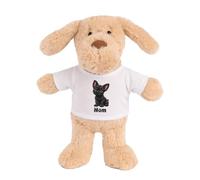 Planetee Doudou Peluche Chien Bouledogue Français Noir : Chibi | Peluche Bébé avec T-Shirt Imprimé 15 cm | Cadeau Propriétaire Chien Naissance Baby Shower Baptême | Fille Garçon Mixte