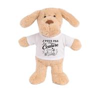 Planetee Doudou Peluche Chien J’Peux Pas j’AI Couture | Peluche Bébé avec T-Shirt Imprimé 15 cm | Cadeau Naissance Baby Shower Baptême | Fille Garçon Mixte