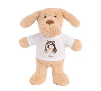 Planetee Doudou Peluche Chien Malamute d'Alaska : Portrait | Peluche Bébé avec T-Shirt Imprimé 15 cm | Cadeau Propriétaire Chien Naissance Baby Shower Baptême | Fille Garçon Mixte