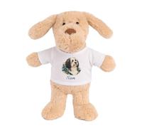 Planetee Doudou Peluche Chien Terrier Tibétain : Aquarelle Florale | Peluche Bébé avec T-Shirt Imprimé 15 cm | Cadeau Propriétaire Chien Naissance Baby Shower Baptême | Fille Garçon Mixte
