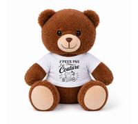 Planetee Doudou Peluche Ours J’Peux Pas j’AI Couture | Peluche Bébé avec T-Shirt Imprimé 18 cm | Cadeau Naissance Baby Shower Baptême | Fille Garçon Mixte