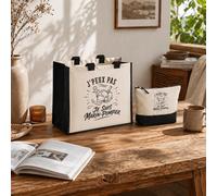 Planetee Ensemble Cabas et Trousse J’peux pas je suis Marin-pompier J'peux pas minimaliste | Sac Coton et Jute 21 L avec Trousse Zippée 3 L Assortie | Anses 60 cm | Cadeau Anniversaire