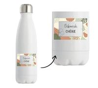 Planetee Gourde Isotherme Inox 500ml Déborah Chérie design graphique Bouteille Isotherme Thermos Eau Femme Sport Fitness Cadeau Femme Anniversaire Noël