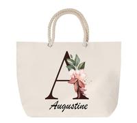 Planetee Grand Sac Cabas Beige Augustine | Coton 23 L avec Anses en Corde 65 cm | Sac de Plage Marché W nd Sport | Cadeau Femme Homme Anniversaire
