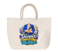 Planetee Grand Sac Cabas Beige Designer C'est juste la Meilleure Métier | Coton 23 L avec Anses en Corde 65 cm | Sac de Plage Marché W nd Sport | Cadeau Femme Homme Anniversaire