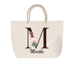 Planetee Grand Sac Cabas Beige Marthe | Coton 23 L avec Anses en Corde 65 cm | Sac de Plage Marché W nd Sport | Cadeau Femme Homme Anniversaire