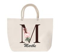 Planetee Grand Sac Cabas Beige Marthe | Coton 23 L avec Anses en Corde 65 cm | Sac de Plage Marché W nd Sport | Cadeau Femme Homme Anniversaire