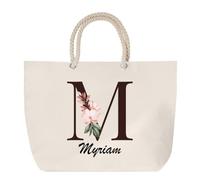 Planetee Grand Sac Cabas Beige Myriam | Coton 23 L avec Anses en Corde 65 cm | Sac de Plage Marché W nd Sport | Cadeau Femme Homme Anniversaire