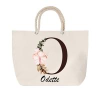Planetee Grand Sac Cabas Beige Odette | Coton 23 L avec Anses en Corde 65 cm | Sac de Plage Marché W nd Sport | Cadeau Femme Homme Anniversaire