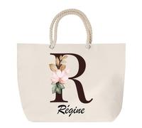 Planetee Grand Sac Cabas Beige Régine | Coton 23 L avec Anses en Corde 65 cm | Sac de Plage Marché W nd Sport | Cadeau Femme Homme Anniversaire