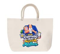 Planetee Grand Sac Cabas Beige Responsable Rh C'est juste la Meilleure Métier | Coton 23 L avec Anses en Corde 65 cm | Sac de Plage Marché W nd Sport | Cadeau Femme Homme Anniversaire