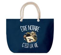 Planetee Grand Sac Cabas Bleu Marine Être notaire c'est la vie | Coton 23 L avec Anses en Corde 65 cm | Sac de Plage Piscine Marché W nd | Cadeau Juriste Femme Homme Anniversaire