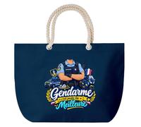 Planetee Grand Sac Cabas Bleu Marine Gendarme C'est juste la Meilleure Métier | Coton 23 L avec Anses en Corde 65 cm | Sac de Plage Piscine Marché W nd | Cadeau Femme Homme Anniversaire