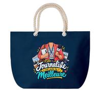 Planetee Grand Sac Cabas Bleu Marine Journaliste C'est juste la Meilleure Métier | Coton 23 L avec Anses en Corde 65 cm | Sac de Plage Piscine Marché W nd | Cadeau Femme Homme Anniversaire
