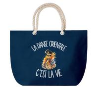 Planetee Grand Sac Cabas Bleu Marine La danse orientale c'est la vie | Coton 23 L avec Anses en Corde 65 cm | Sac de Plage Piscine Marché W nd | Cadeau Danseuse du Ventre Femme Homme Anniversaire