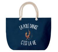 Planetee Grand Sac Cabas Bleu Marine La pole dance c'est la vie | Coton 23 L avec Anses en Corde 65 cm | Sac de Plage Piscine Marché W nd | Cadeau Danseuse Femme Homme Anniversaire
