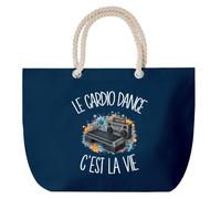 Planetee Grand Sac Cabas Bleu Marine Le cardio dance c'est la vie | Coton 23 L avec Anses en Corde 65 cm | Sac de Plage Piscine Marché W nd | Cadeau Danseur Danseuse Femme Homme Anniversaire