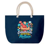 Planetee Grand Sac Cabas Bleu Marine Orthophoniste C'est juste la Meilleure Métier | Coton 23 L avec Anses en Corde 65 cm | Sac de Plage Piscine Marché W nd | Cadeau Femme Homme Anniversaire