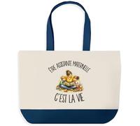 Planetee Grand Sac Cabas Être Assistante Maternelle C'est La Vie | Sac de Plage Shopping Courses en Coton | Idée Cadeau Femme Homme Anniversaire Noël | Imprimé en Bretagne