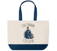 Planetee Grand Sac Cabas Être Gendarme C'est La Vie | Sac de Plage Shopping Courses en Coton | Idée Cadeau Femme Homme Anniversaire Noël | Imprimé en Bretagne