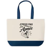 Planetee Grand Sac Cabas Fond Bleu J’peux pas j’ai Apnée | Toile de Coton 170 g/m² 27 L Poche Intérieure Anses 64 cm | Courses Shopping Plage | Cadeau Apnéiste Femme Homme Anniversaire Noël