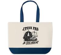 Planetee Grand Sac Cabas Fond Bleu J’peux pas je suis Avocat | Toile de Coton 170 g/m² 27 L Poche Intérieure Anses 64 cm | Courses Shopping Plage | Cadeau Femme Homme Anniversaire Noël
