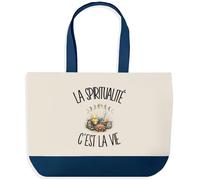 Planetee Grand Sac Cabas La Spiritualité C'est La Vie | Sac de Plage Shopping Courses en Coton | Idée Cadeau Femme Homme Anniversaire Noël | Imprimé en Bretagne