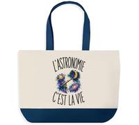 Planetee Grand Sac Cabas L'Astronomie C'est La Vie | Sac de Plage Shopping Courses en Coton | Idée Cadeau Femme Homme Anniversaire Noël | Imprimé en Bretagne